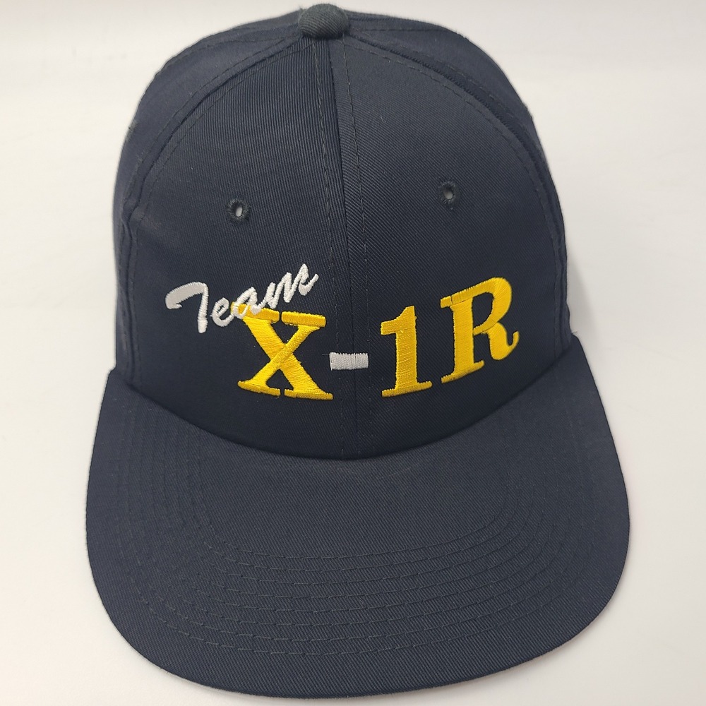 Vintage Team X-1R Hat Snapback (Fits Small) Black Yellow Racing Performance 90s